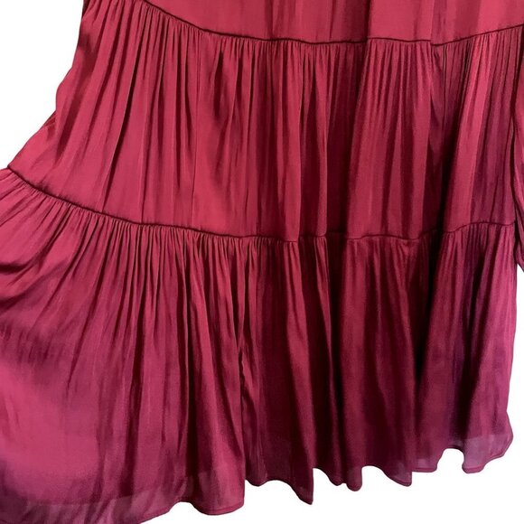 Banana Republic deep red ruched dress flowy style long sleeves winter christmas - Picture 5 of 7